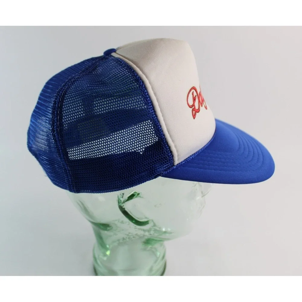 Vintage DOLLYWOOD Trucker Hat Adjustable Snapback Blue White Mesh 80's 90's - Picture 2 of 8